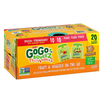 GoGo squeeZ Fruit & VeggieZ Applesauce Peach & Strawberry - 20 ct.