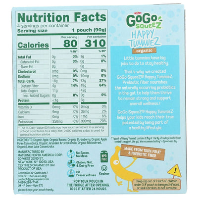 GoGo squeeZ Happy Tummiez Organic Apple Banana Strawberry -  4pk/3.2 oz.