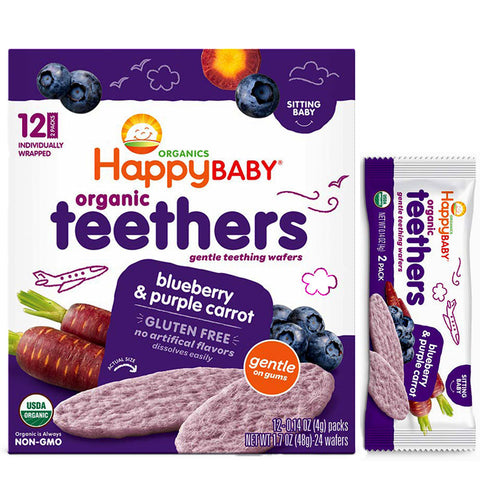 Happy Baby Organic Blueberry & Purple Carrot Teethers - 12 Pk | vegan Black Market