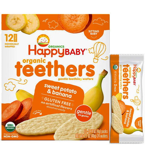 Happy Baby Organic Sweet Potato & Banana Teethers - 12 Pk