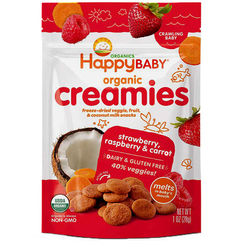 Happy Baby Organic Strawberry Raspberry Carrot Creamies - 1 oz | Vegan Black Market