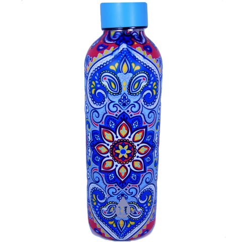 Heritage Red Blue Paisley Pattern Double Wall Stainless Steel Bottle - 17 oz.