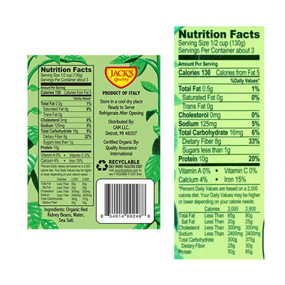 Jack's Quality Organic Low Sodium Kidney Beans, 2 Pack - 13.4 oz.