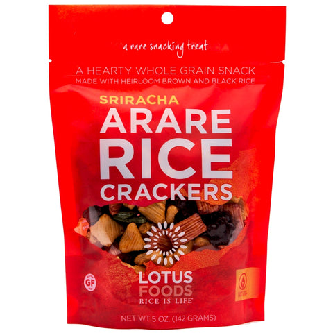 Lotus Foods Arare Rice Crackers Sriracha 