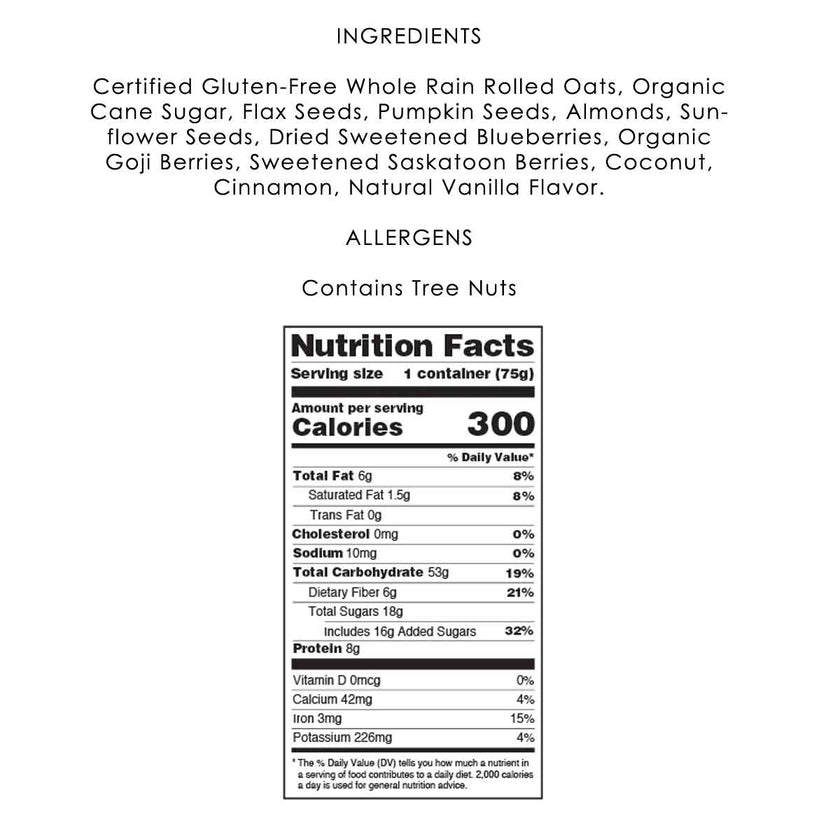 Goji Blueberry Premium Oatmeal 2.6 oz Modern Oats Vegan Vegan Black Market