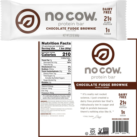 No Cow Protein Bar Chocolate Fudge Brownie