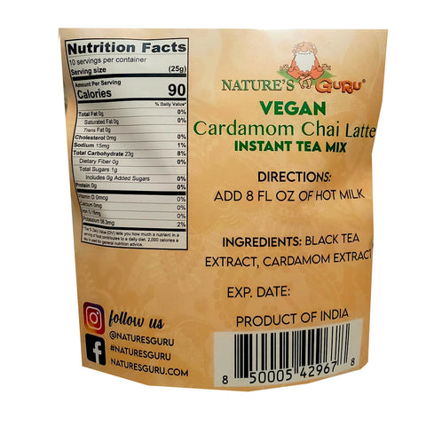 Nature's Guru Vegan Cardamom Chai Latte Instant Tea Mix - 8.81 oz