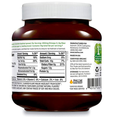 Nutivia Organic Hazelnut Spread with Cocoa Classic - 13 oz.