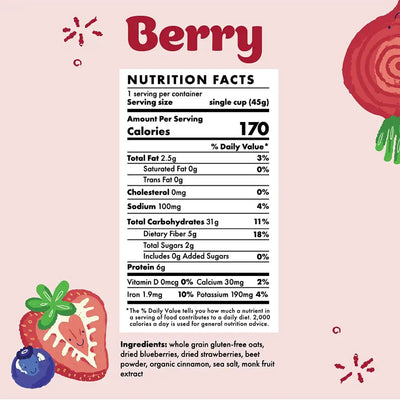Oats in Coats Gluten Free Instant Oatmeal Cups Berry - 1.59 oz.