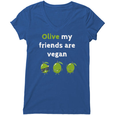 Olive My Friends Are Vegan  Womens V-Neck Shirt