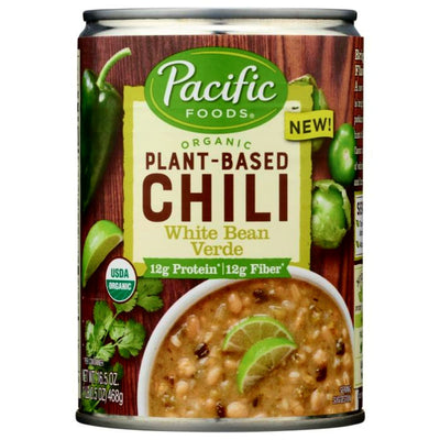 Pacific Foods Organic Plant Based Chili White Bean Verde - 16.5 oz.Pacific Foods Chili | White Bean Chili Verde | White Chili With Tomatillos Pacific Foods Organic Plant Based Chili White Bean Verde - 16.5 oz.