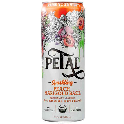 Petal Sparkling Water Peach Marigold Basil Botanical Beverage - 12 foz.