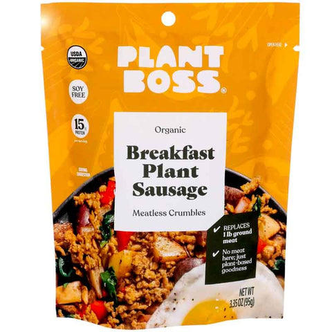 Plant Boss Organic Breakfast Plant Sausage Meatless Crumbles - 3.35 oz.