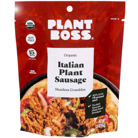 Plant Boss Organic Italian Plant Sausage Meatless Crumbles - 3.35 oz.
