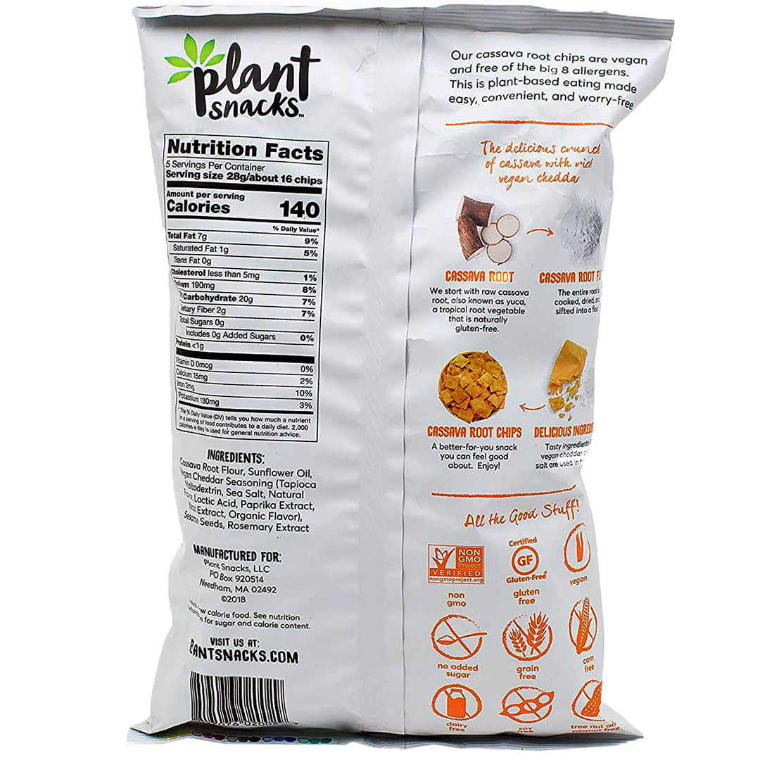 Plant Snacks Vegan Cheddar Cassava Root Chips 5 oz Vegan Black Market