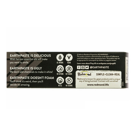 Redmond Earthpaste Amazingly Natural Toothpaste Peppermint Activated Charcoal