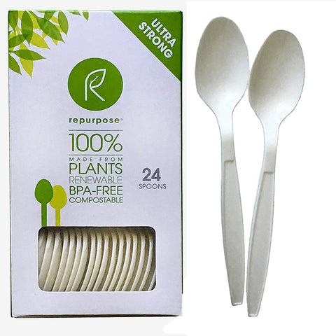  Compostable Spoon,100 Biodegradable Silverware For