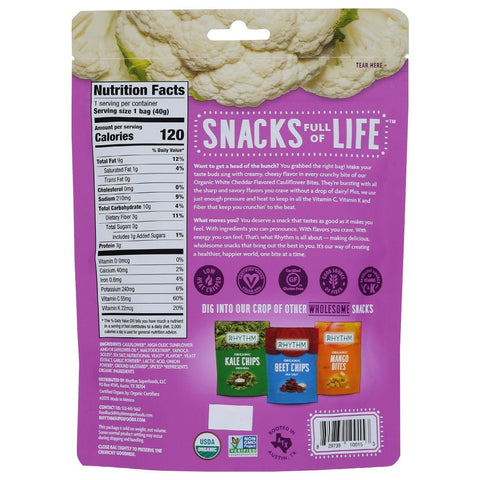 Rhythm Superfoods Organic Cauliflower Bites White Cheddar - 1.4 oz.