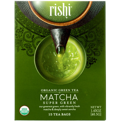 Rishi Organic Green Tea Matcha Super Green - 15 Tea Bags | Vegan Black Market
