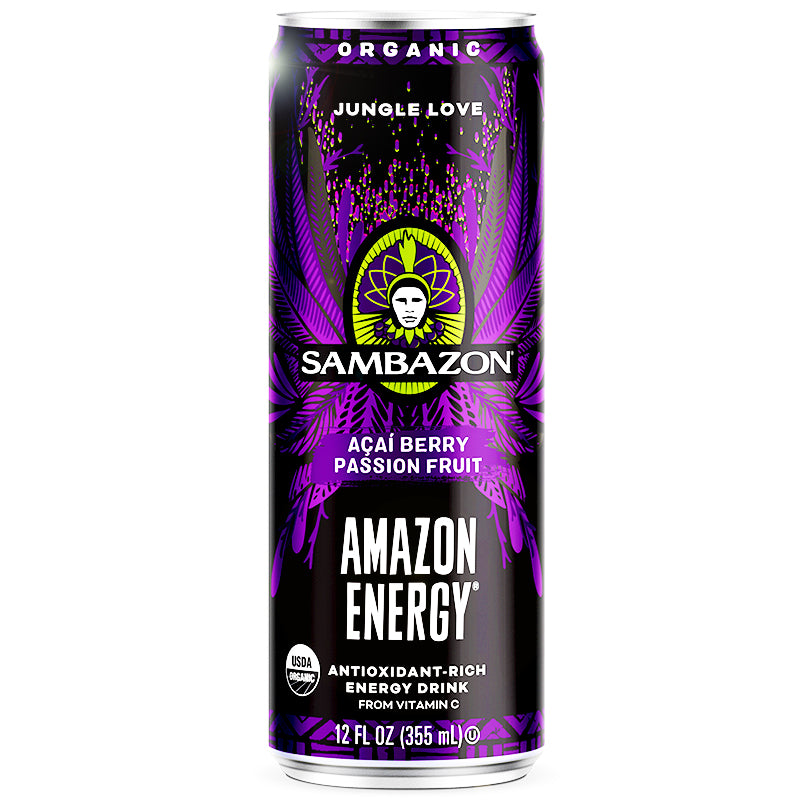 Sambazon Energy Drink Acai Berry Passion Fruit - 12 fl oz  Antioxidant Rich Energy Drink  | Jungle Love SAMBAZON