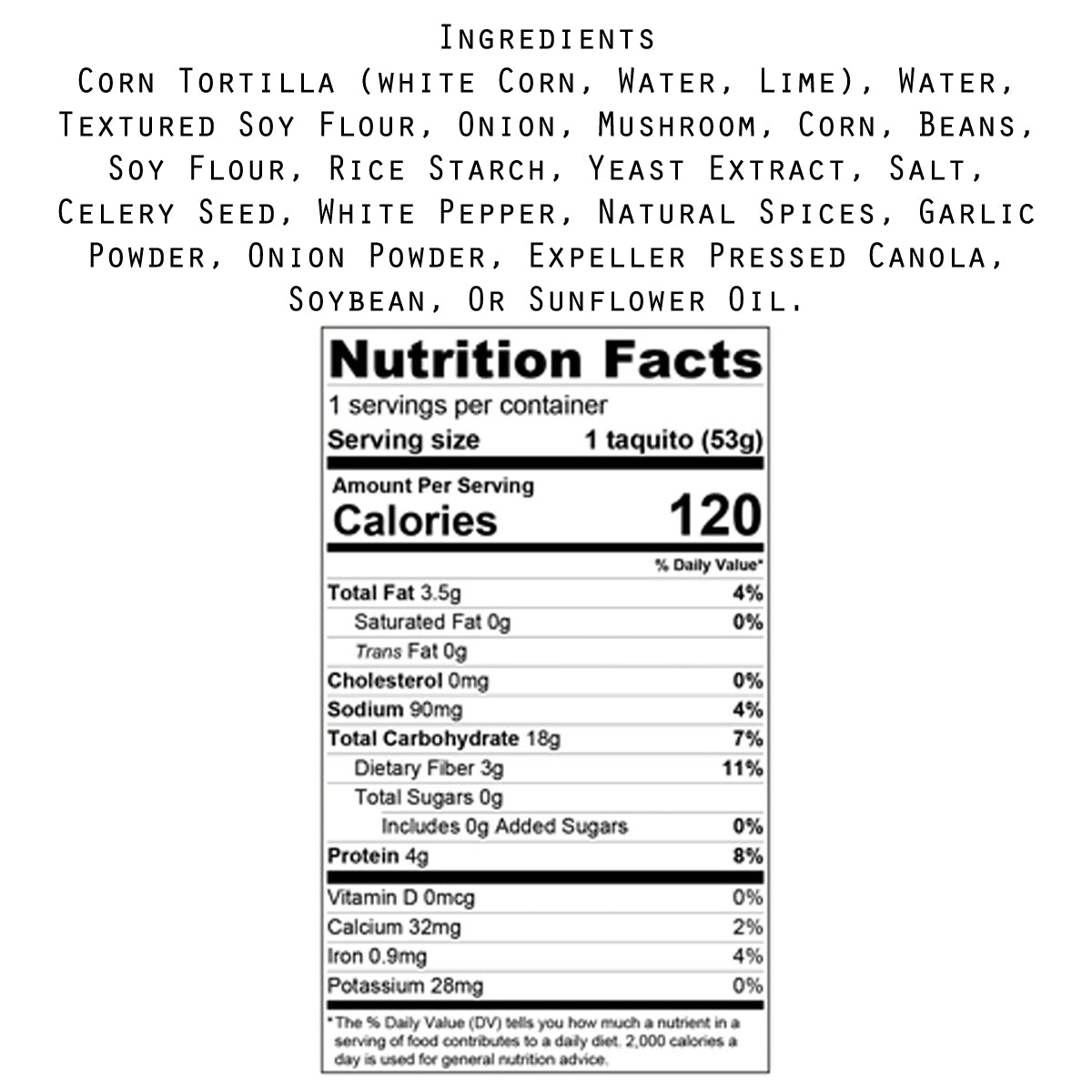 Starlite Cuisine Corn Tortilla Taquitos Chicken Style 14 oz. Vegan