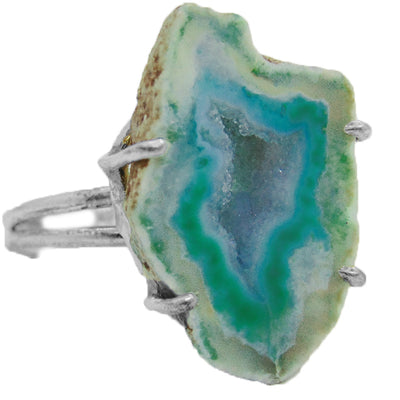 Vegan Black Market Green Geode Adjustable Ring