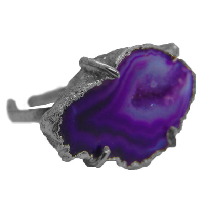 Purple Natural Geode Ring - Size Adjustable