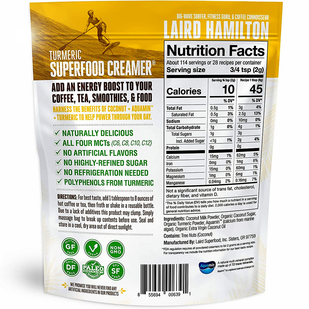 Laird Turmeric Superfood Creamer 8 oz. Laird Superfood® Vegan
