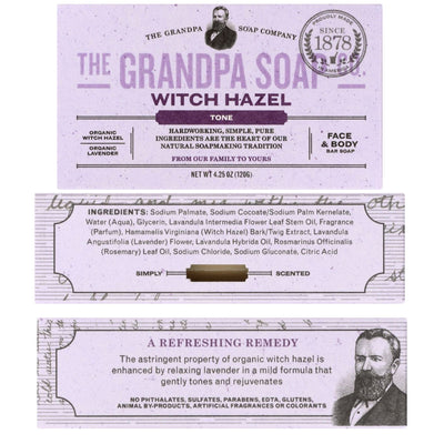 The Grandpa Soap Co. Organic Witch Hazel And Lavender Tone Soap Bar - 4.25 oz.