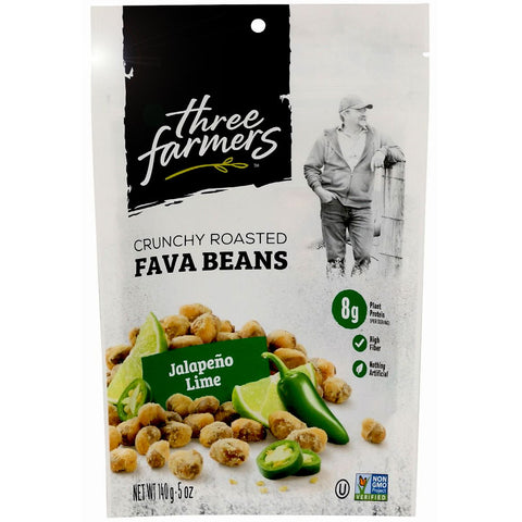 Three Farmers Crunchy Roasted Fava Beans Jalapeño Lime - 5 oz. | Vegan Black Market