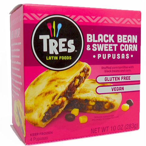 Tres Latin Foods Black Bean & Sweet Corn Pupusa - 10 oz.