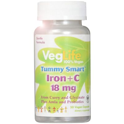 VegLife Tummy Smart Iron + C 18 mg - 50 Vegan Capsules