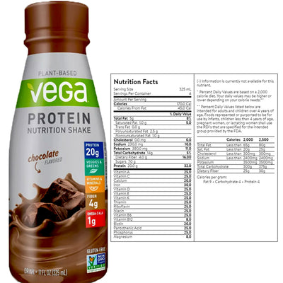 Plant Based Vega Protein Vegan Nutritional Shake Chocolate & Vanilla Bundle - 2 ct.