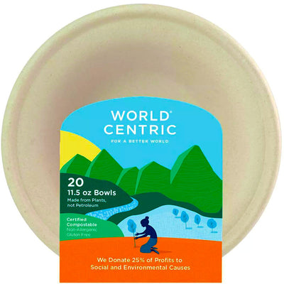 World Centric 11.5 oz Compostable Disposable Fiber Bowls - 20 ct.