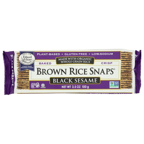 Edward & Sons Brown Rice Snaps Black Sesame - 3.5 oz | Vegan Black Market
