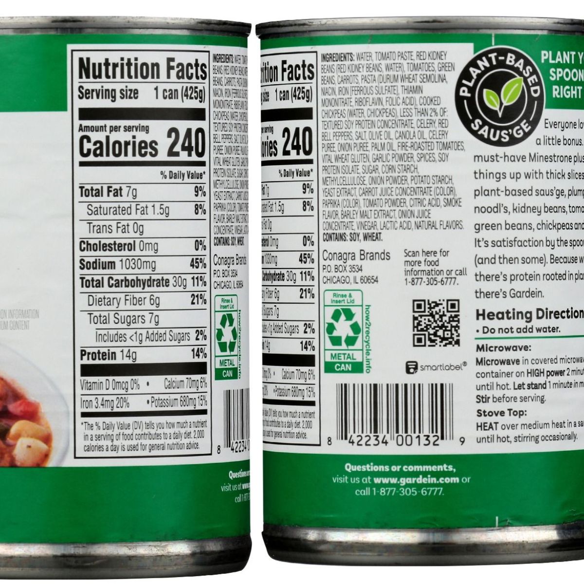 Gardein Soup Plant-Based Minestrone & Saus'ge - 15 Oz. | Gardein Soups ...