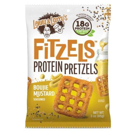 Lenny & Larrys Fitzels Boujie Mustard Protein Pretzel - 3 oz | Fitzels | Vegan Black Market