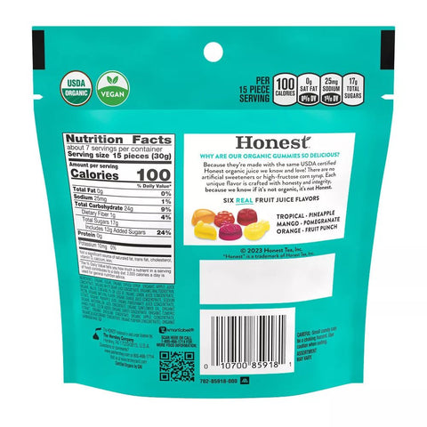 Honest Organic Gummies Tropical Medley Flavor-  7 oz
