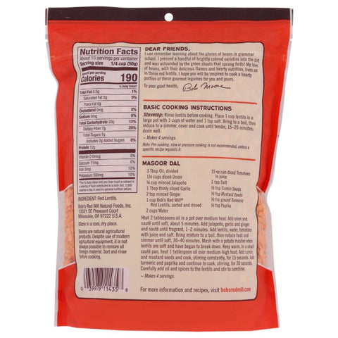 Bob's Red Mill Red Lentils - 27 oz