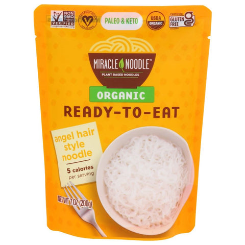 Miracle Noodle Ready To Eat Organic Angel Hair Style Noodle - 7 oz | Vegan Black Market