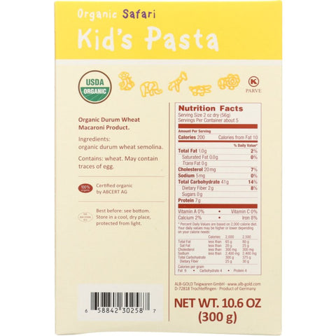 Alb Gold Organic Safari Kids Pasta - 10.6 oz