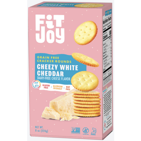FitJoy Cracker Rounds Cheezy White Cheddar - 8 oz | Vegan Black Market
